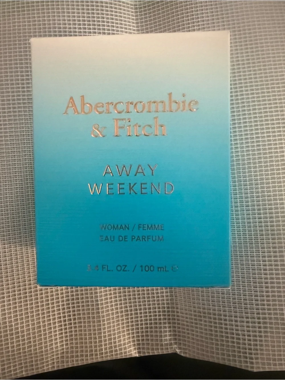 Abercrombie & Fitch Away Weekend Woman Aqua Blue and Gold Bottle